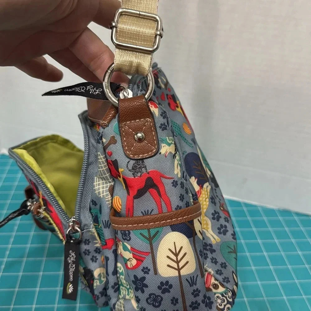 Lily Bloom Libby Hobo bag crossbody Who Let The Dogs Out Style 21RPF86BL